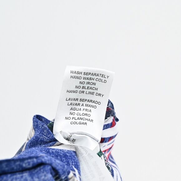 THE SANG Pants Womens Size M Blue Tropical Print High Rise‎ Wide Leg Beach Boho - Picture 10 of 13